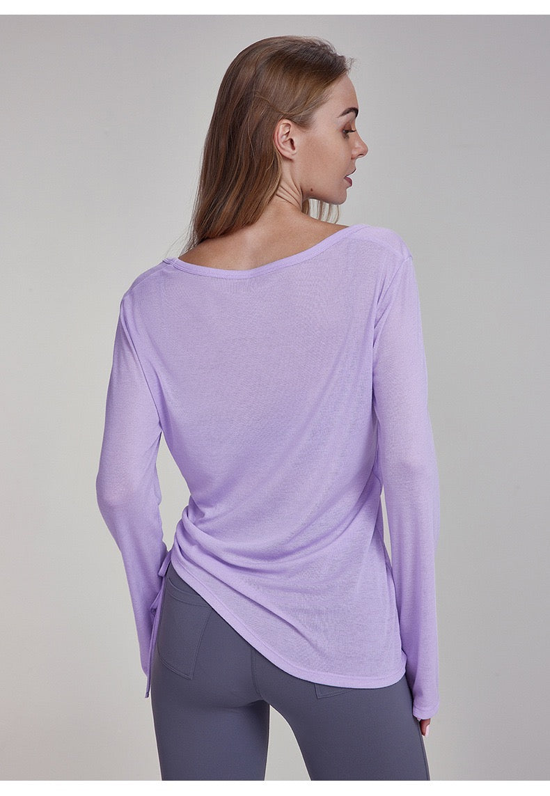 Women's Long Sleeve Yoga Cover-Up | Ruched Drawstring & Hip Coverage