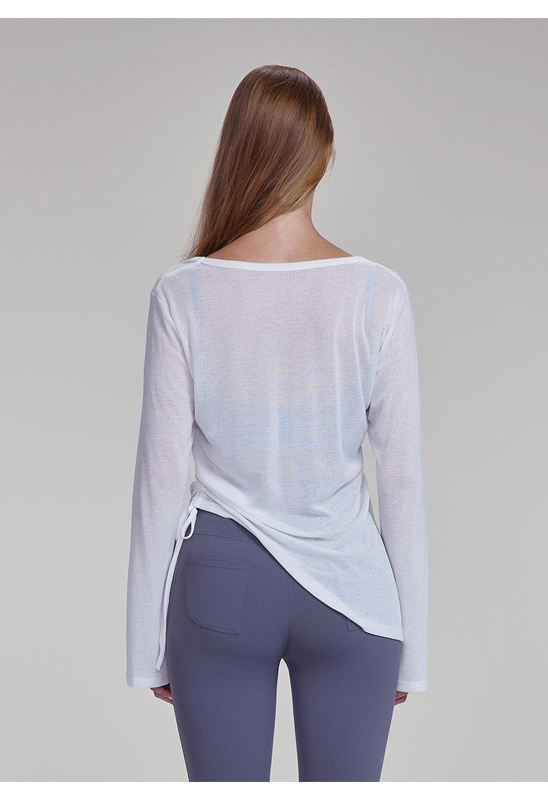 Women's Long Sleeve Yoga Cover-Up | Ruched Drawstring & Hip Coverage