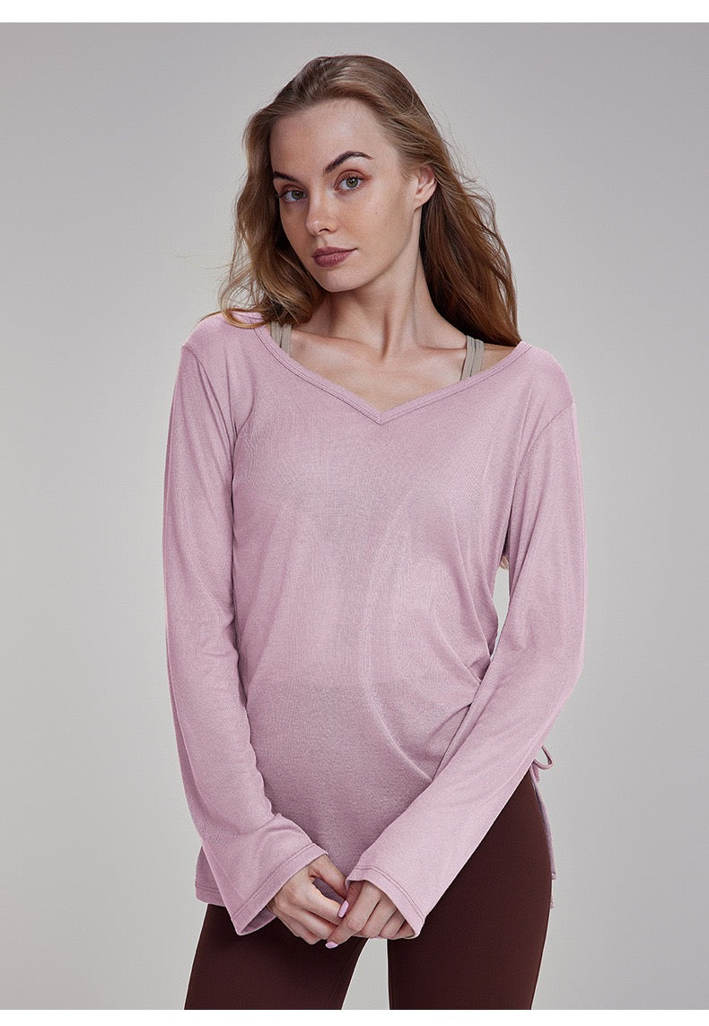 Women's Long Sleeve Yoga Cover-Up | Ruched Drawstring & Hip Coverage