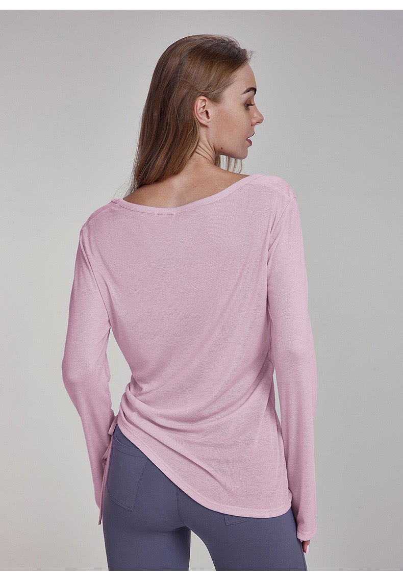 Women's Long Sleeve Yoga Cover-Up | Ruched Drawstring & Hip Coverage